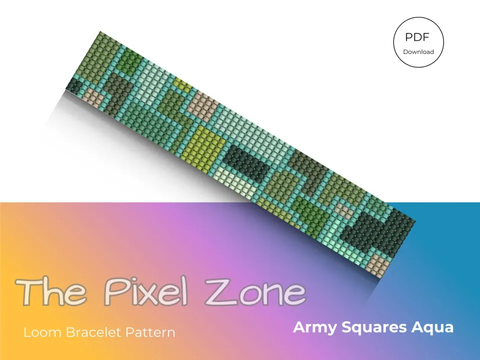 Army Squares Aqua loom pattern preview