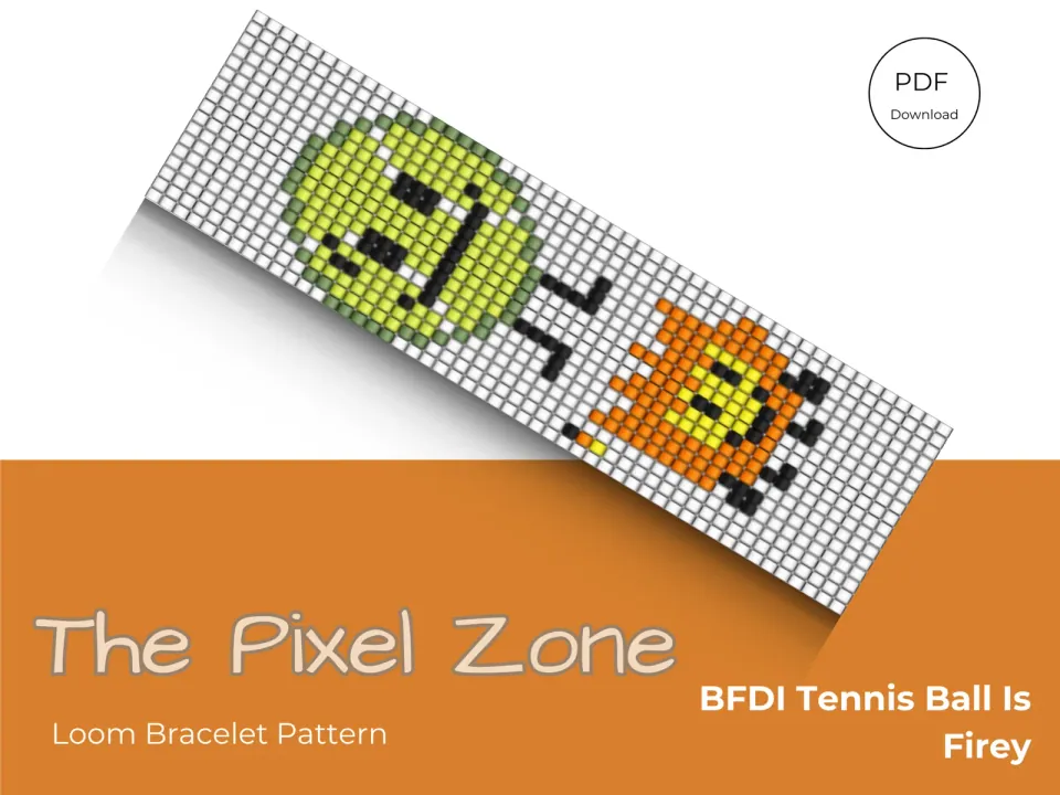 BFDI Tennis Ball Is Firey loom pattern preview