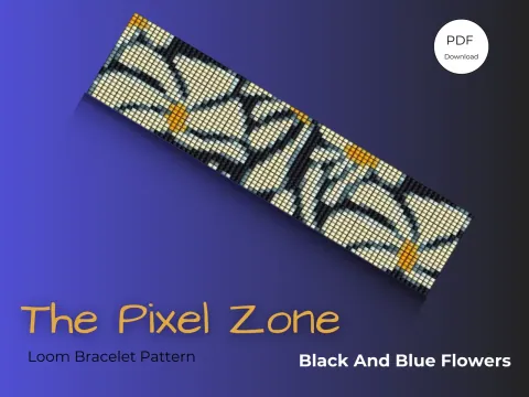 Black and Blue Flowers (Loom) pattern preview