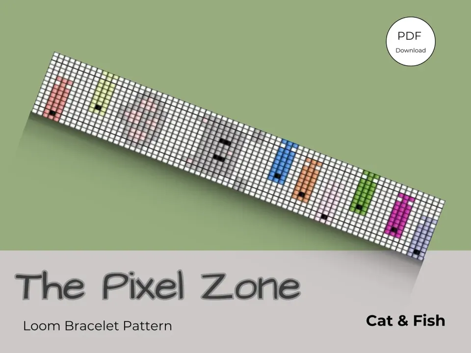 Cat & Fish loom pattern preview