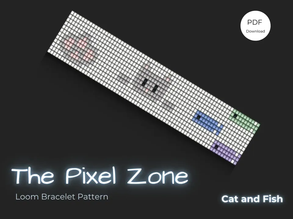 Cat & Fish (Horizontal) loom pattern preview