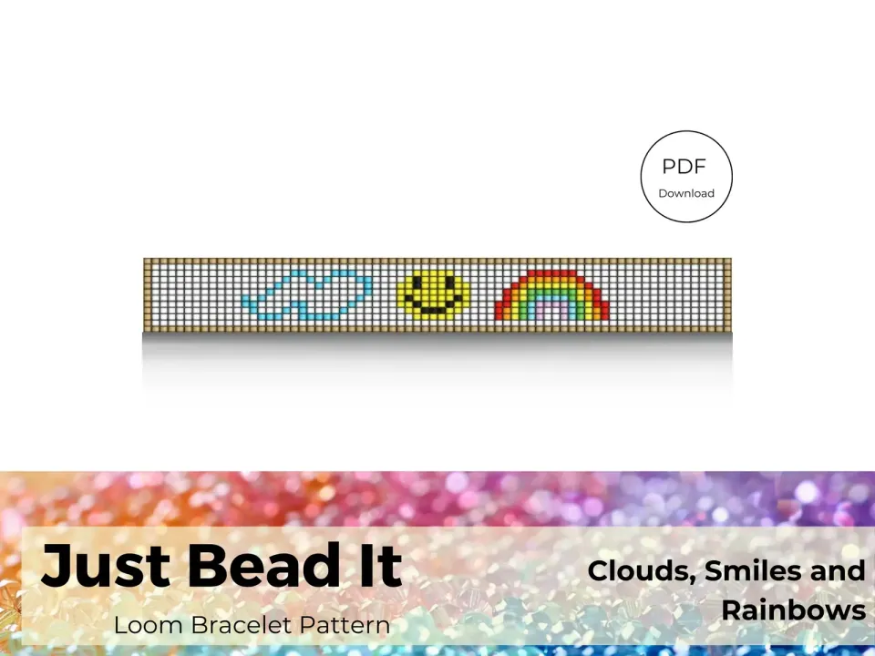 Clouds Smiles Rainbows loom pattern preview