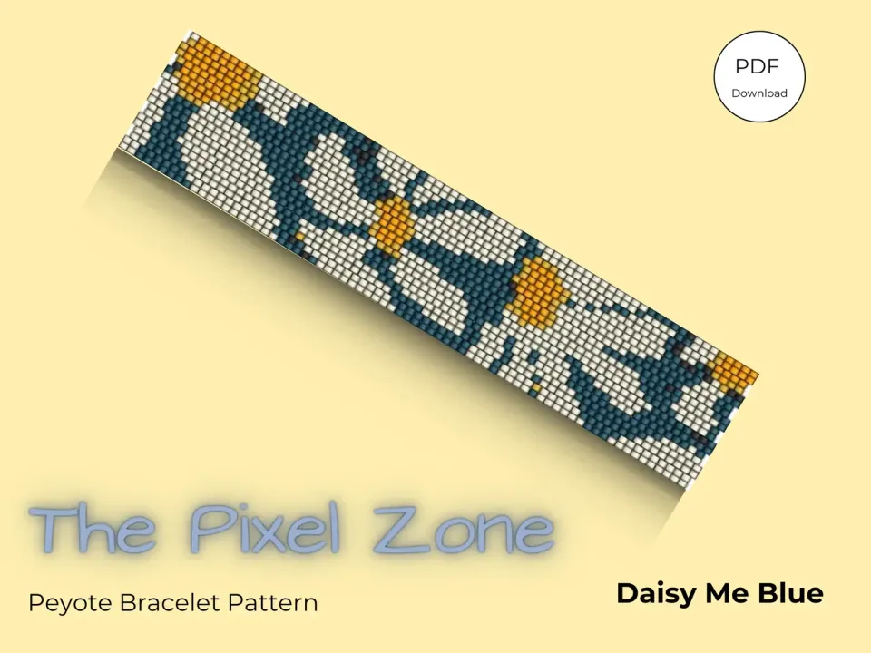 Daisy Me Blue peyote 2-drop pattern preview