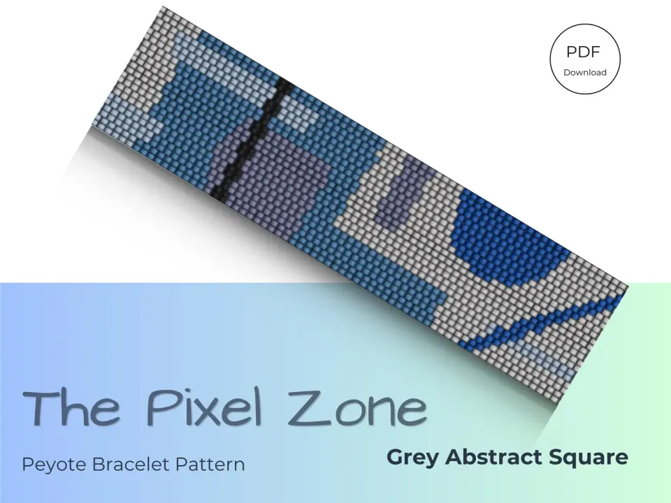 Grey Abstract Square peyote 2-drop pattern preview