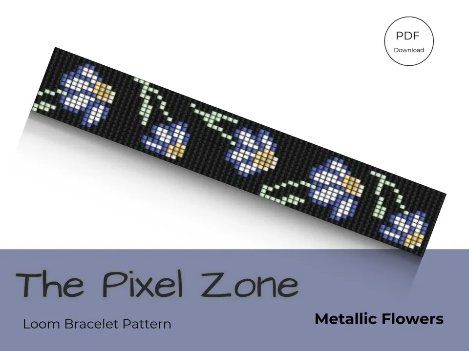 Metallic Flowers loom pattern preview