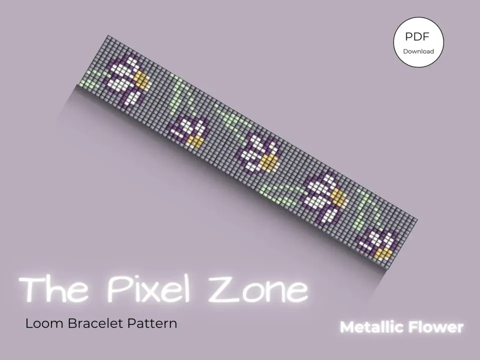 Metallic Flowers Purple loom pattern preview
