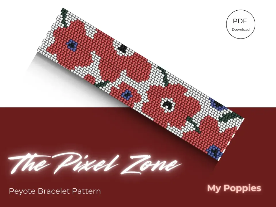My Poppies peyote 2-drop pattern preview