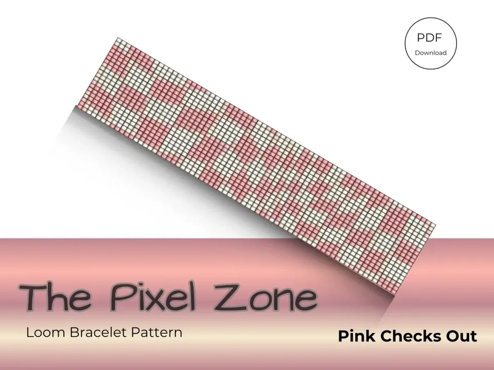 Pink Checks Out loom pattern preview