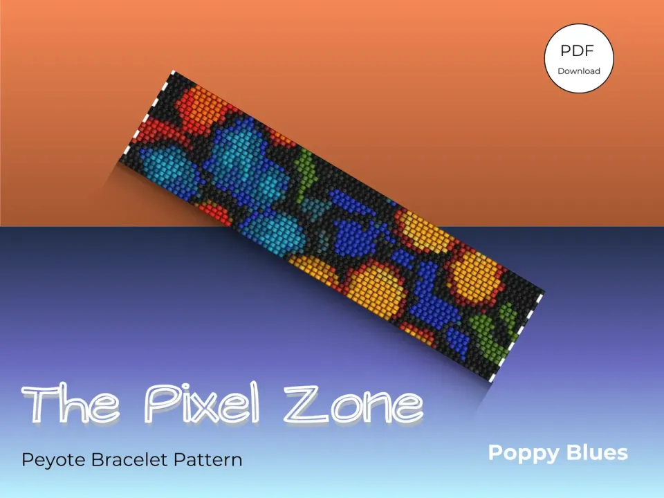 Poppy Blues (Peyote 2-drop) peyote 2-drop pattern preview