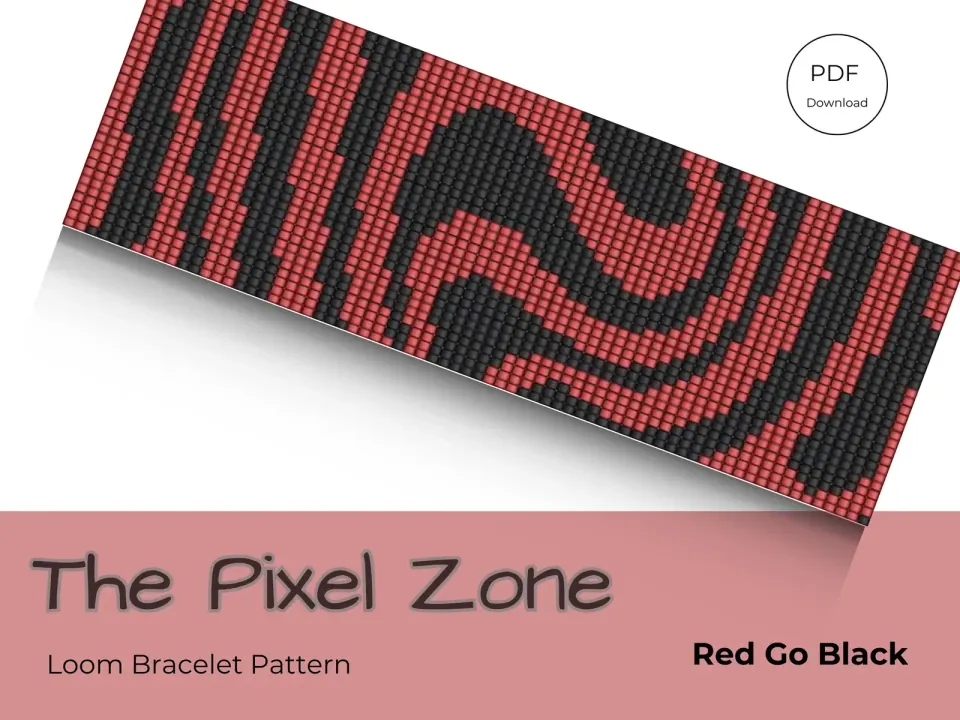 Red Go Black (Loom) loom pattern preview