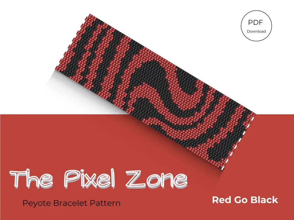 Red Go Black (Peyote 2-drop) peyote 2-drop pattern preview
